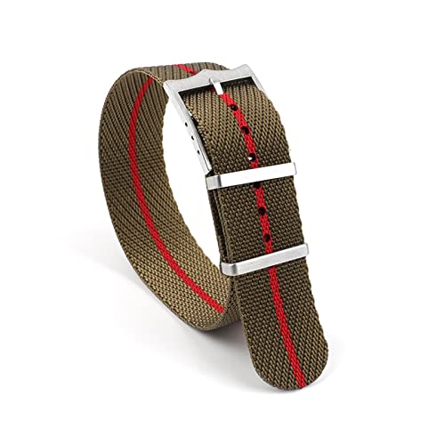 NLNKDTDPAK Nylon Nato Strap Premium Sicherheitsgurt Armband 20mm 22m Militär Sport Armband Ersatzuhr Zubehör for Tudor(Green-red-green,20mm) von NLNKDTDPAK