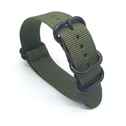 NLNKDTDPAK Nylon-Riemen mit einem Ring-Ox-Ring-schwarze Schnalle fünf Ringband-Fleck-Nylon-Riemen(Green,22mm) von NLNKDTDPAK