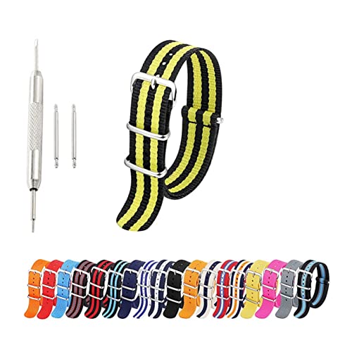 NLNKDTDPAK Nylon Uhr Band Armband-Lederband 18mm 20mm 22mm 24mm Uhr Zubehör Edelstahl Männer Frau(Hot Pink,18mm) von NLNKDTDPAK