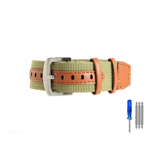 NLNKDTDPAK Nylon-Uhrenarmbänder, passend for Rolex, passend for Seiko, passend for Hamilton, passend for Omega, Khaki Field, Retro-Armband, 20–22 mm(Army green-Steel,20mm) von NLNKDTDPAK