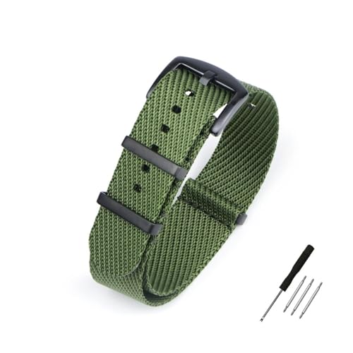 NLNKDTDPAK Nylon-Uhrenarmband, 20 mm, 22 mm, gestreift, Ersatz-Uhrenarmband, Militär-Armband-Zubehör, passend for T-udor Uhrenarmbänder(Green 2,22mm) von NLNKDTDPAK