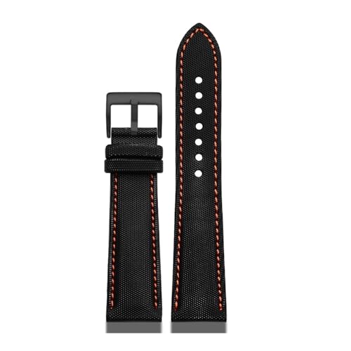 NLNKDTDPAK Nylon mit Lederunterseite, 20, 21, 22, 24 mm, Herrenarmband, passend for Tag Heuer F1, passend for Carrera Aquaracer-Serie(Black orange-B pin,21mm) von NLNKDTDPAK