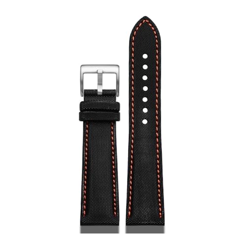 NLNKDTDPAK Nylon mit Lederunterseite, 20, 21, 22, 24 mm, Herrenarmband, passend for Tag Heuer F1, passend for Carrera Aquaracer-Serie(Black orange-S pin,20mm) von NLNKDTDPAK