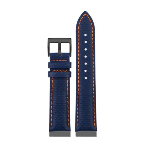 NLNKDTDPAK Nylon mit Lederunterseite, 20, 21, 22, 24 mm, Herrenarmband, passend for Tag Heuer F1, passend for Carrera Aquaracer-Serie(Blue orange-B pin,22mm) von NLNKDTDPAK