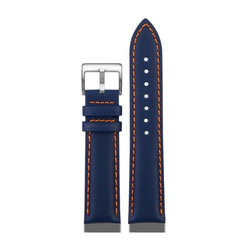 NLNKDTDPAK Nylon mit Lederunterseite, 20, 21, 22, 24 mm, Herrenarmband, passend for Tag Heuer F1, passend for Carrera Aquaracer-Serie(Blue orange-S pin,22mm) von NLNKDTDPAK