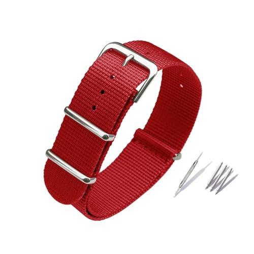 NLNKDTDPAK Nylonband-Anpassung, passend for Casio, passend for CITIZEN, passend for Seiko-Armband, Unisex-Uhrenzubehör, 18 mm, 19 mm, 20 mm, 21 mm, 22 mm, 24 mm(12 red,21mm) von NLNKDTDPAK