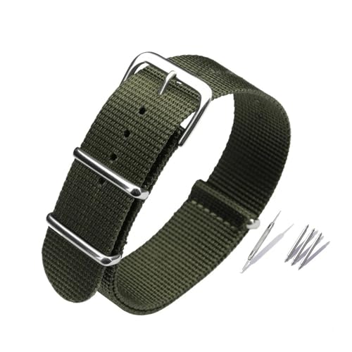 NLNKDTDPAK Nylonband-Anpassung, passend for Casio, passend for CITIZEN, passend for Seiko-Armband, Unisex-Uhrenzubehör, 18 mm, 19 mm, 20 mm, 21 mm, 22 mm, 24 mm(19 Army green,21mm) von NLNKDTDPAK