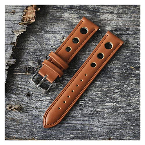 NLNKDTDPAK Original Leder Handmade Armbanduhr Band Strap Gürtel Edelstahl Verschluss for Männer Frauen Uhrenband 18 20 22 24 mm KZ3H04.(Brown,22mm) von NLNKDTDPAK