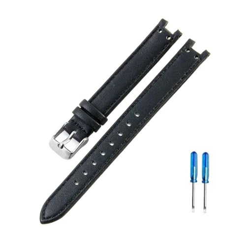 NLNKDTDPAK Passend for Anne Klein AK2156 AK2157 AK2618 12 x 6 14 x 8 mm Premium hautfreundliches Uhrenarmband mit konkaver Schnittstelle(Black-ST-K1,12x6mm) von NLNKDTDPAK