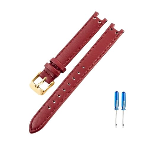 NLNKDTDPAK Passend for Anne Klein AK2156 AK2157 AK2618 12 x 6 14 x 8 mm Premium hautfreundliches Uhrenarmband mit konkaver Schnittstelle(Red-GD-K1,12x6mm) von NLNKDTDPAK