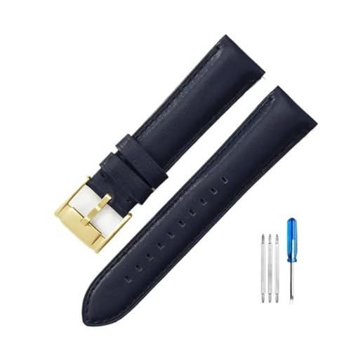 NLNKDTDPAK Passend for Fossil Fs4990 Fs4735 Me3099 Me3052 Fs4813 Q Intelligent Series Leder geruchlos Uhrenarmbänder 22 24 mm(Dark Blue-Gold-K8,22mm) von NLNKDTDPAK