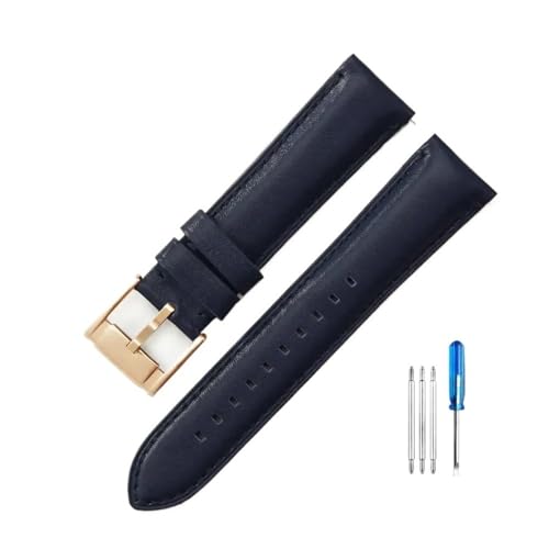 NLNKDTDPAK Passend for Fossil Fs4990 Fs4735 Me3099 Me3052 Fs4813 Q Intelligent Series Leder geruchlos Uhrenarmbänder 22 24 mm(Dark Blue-Rose-K8,24mm) von NLNKDTDPAK