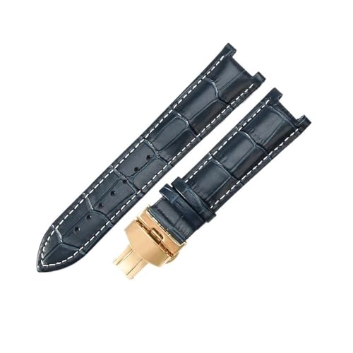 NLNKDTDPAK Passend for GC, passend for Gucci Ya133309, GC1333, GC1335, YA1332, Serie, weiches, atmungsaktives Lederarmband, 20 x 11 mm, 22 x 13 mm(Blue white-Golden-B1,22x13mm) von NLNKDTDPAK