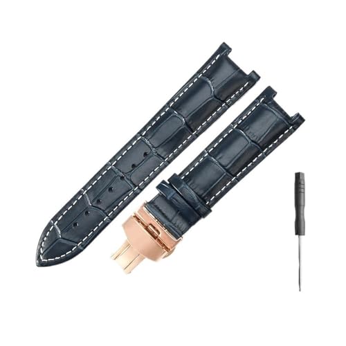 NLNKDTDPAK Passend for GC, passend for Gucci Ya133309, GC1333, GC1335, YA1332, Serie, weiches, atmungsaktives Lederarmband, 20 x 11 mm, 22 x 13 mm(Blue white-Rose-B1,22x13mm) von NLNKDTDPAK