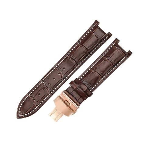 NLNKDTDPAK Passend for GC, passend for Gucci Ya133309, GC1333, GC1335, YA1332, Serie, weiches, atmungsaktives Lederarmband, 20 x 11 mm, 22 x 13 mm(Brown white-Rose-B1,22x13mm) von NLNKDTDPAK