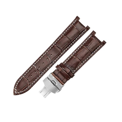 NLNKDTDPAK Passend for GC, passend for Gucci Ya133309, GC1333, GC1335, YA1332, Serie, weiches, atmungsaktives Lederarmband, 20 x 11 mm, 22 x 13 mm(Brown white-Steel-B1,20x11mm) von NLNKDTDPAK