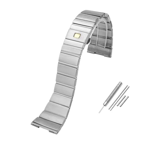 NLNKDTDPAK Passend for Omega Double Eagle Stahlarmband Constellation Series Armband Herren- und Damenuhrenarmband Metallzubehör 17MM 23MM 25MM(Silver,25mm) von NLNKDTDPAK