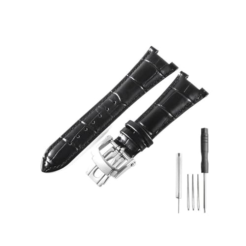 NLNKDTDPAK Passend for Patek Philippe Lederuhr mit Kerbe der Serien 5711, 5712, 5726, helles und glattes Uhrenarmband, 25 mm(Black-ST-Z21) von NLNKDTDPAK