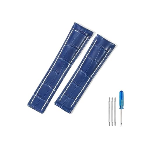 NLNKDTDPAK Passend for Piloten der Breitling-Serie, passend for italienische Avengers, passend for Air Timing, passend for Ocean Culture, passend for Lederarmband 22/24 mm(Blue(ZJ)-No buckle,24mm) von NLNKDTDPAK