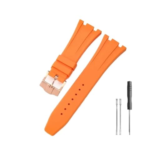 NLNKDTDPAK Passend for Seiko Gummi-Silikon-Uhrenarmband, passend for Ap Royal Oak 15400/26331/15500 in Orange, Grün und Blau, 27 mm Uhrenarmbänder(Orange-Rose-K13) von NLNKDTDPAK