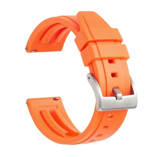 NLNKDTDPAK Premium-Silikon-Uhrenarmband, Schnellverschluss, Gummi-Uhrenarmband, 18 mm, 19 mm, 20 mm, 21 mm, 22 mm, Uhrenarmband, Ersatz-Uhrenarmband(Orange,19mm) von NLNKDTDPAK