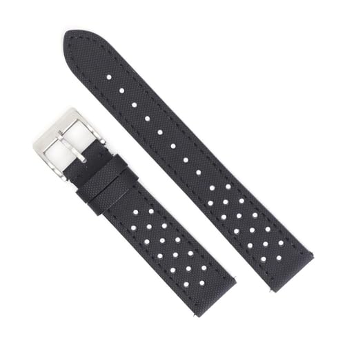 NLNKDTDPAK Rally-Uhrenarmband, Schnellverschluss, langlebiges Uhrenarmband aus Segeltuch und Leder, 18 mm, 19 mm, 20 mm, 22 mm, Uhrenarmband-Zubehör, perforierter Gürtel(Black black line 1,19mm) von NLNKDTDPAK