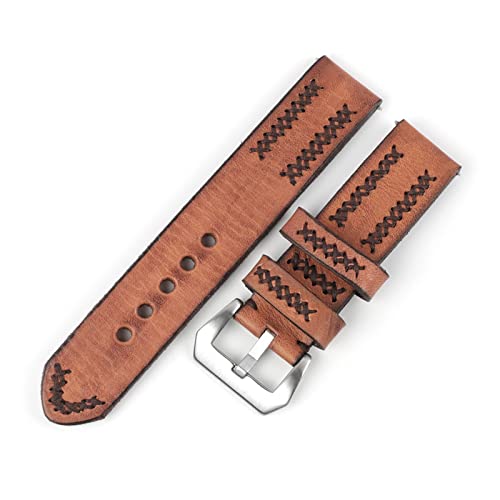 NLNKDTDPAK Retro Leder Vintage Watch Strap 24mm braune Uhrenband Ersatz Handgemachte Nähen Watch Zubehör for Männer NLNKDTDPAK Retro Leder Vintage Watch Strap 24mm braune Uhrenband Ersatz Handgemachte Nähen Watch Zubehör for Männer von NLNKDTDPAK