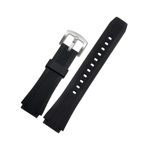 NLNKDTDPAK Silikon Gummi Armband 20MM Konvexen Gelenk Schwarz Sport Männer Zubehör Fit for CASIO EDIFICE EF-552(Black-S pin) von NLNKDTDPAK