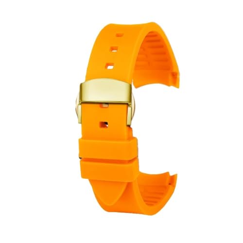 NLNKDTDPAK Silikon-Gummi-Uhrenarmband, 20 mm, 23 mm, Arc-Schnittstelle, weich, schwarz, rot, Herren- und Damenarmband, passend for GUC GC G-TIMELESS YA1264065 YA126487(Orange-Gold,23mm) von NLNKDTDPAK