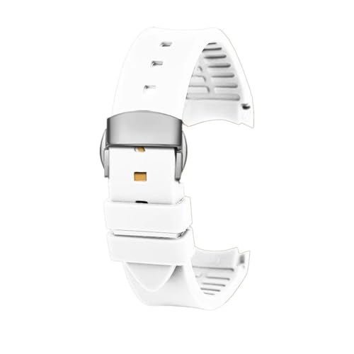 NLNKDTDPAK Silikon-Gummi-Uhrenarmband, 20 mm, 23 mm, Arc-Schnittstelle, weich, schwarz, rot, Herren- und Damenarmband, passend for GUC GC G-TIMELESS YA1264065 YA126487(White-Silver,23mm) von NLNKDTDPAK