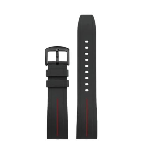 NLNKDTDPAK Silikon-Gummi-Uhrenarmband, Sport, Schwarz, Rot, Grün, Weiß, Linien, Herren-Ersatzarmband, passend for CASIO EQB-1000(Black red-B pin) von NLNKDTDPAK