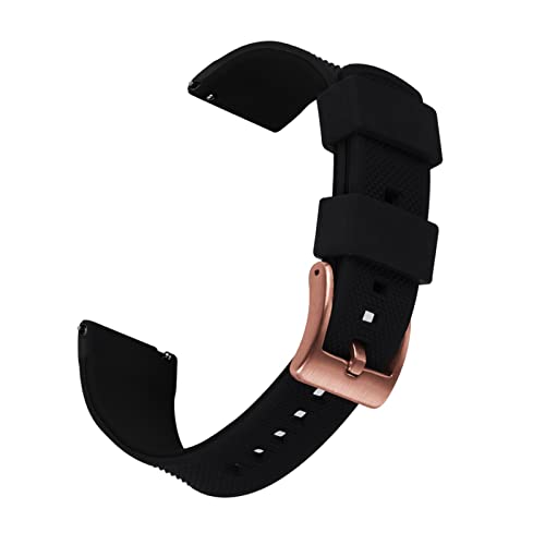 NLNKDTDPAK Silikon Smart Watch-Bands 22mm Quick Release Gummi Watch Strap Wasserdichte Armband Armbande Männer Frauen Watch Zubehör(BLACK 3,22MM) von NLNKDTDPAK