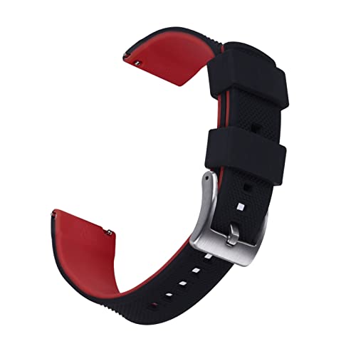 NLNKDTDPAK Silikon Smart Watch-Bands 22mm Quick Release Gummi Watch Strap Wasserdichte Armband Armbande Männer Frauen Watch Zubehör(BLACK-RED,22MM) von NLNKDTDPAK