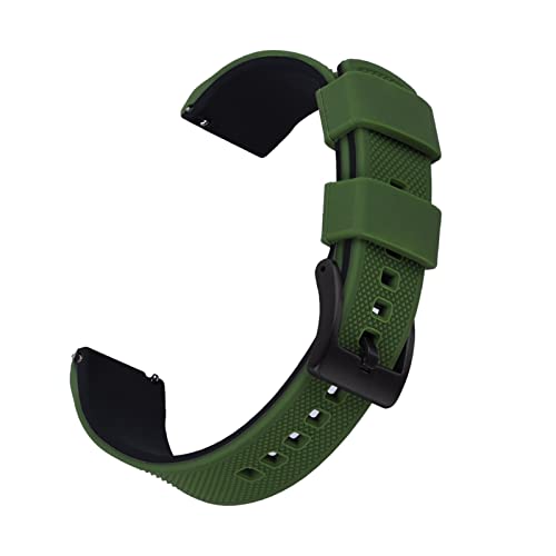 NLNKDTDPAK Silikon Smart Watch-Bands 22mm Quick Release Gummi Watch Strap Wasserdichte Armband Armbande Männer Frauen Watch Zubehör(GREEN-BLACK 1,22MM) von NLNKDTDPAK