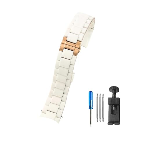 NLNKDTDPAK Silikon-Stahl-Uhrenarmbänder, passend for Armani AR5890, 5891, 5906, 5905, passend for Männer und Frauen, 20 mm, 23 mm Stil(White-Rose,23mm) von NLNKDTDPAK