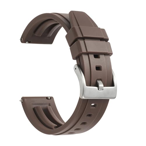 NLNKDTDPAK Silikon-Uhrenarmband, Schnellverschluss, Gummi-Uhrenarmbänder, 18 mm, 19 mm, 20 mm, 21 mm, 22 mm, 24 mm, Tauchen, Herrenuhren, Zubehör(Brown 1,19mm) von NLNKDTDPAK