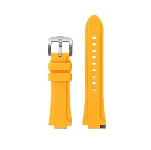 NLNKDTDPAK Silikonkautschuk-Armband, 24 x 16 mm, konvexes Gelenk, Schwarz, Blau, Grün, Orange, Herrenarmband, passend for Timex Adventure Tidal IQ T2N720 T2N721(Yellow-S pin) von NLNKDTDPAK