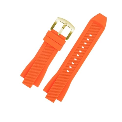 NLNKDTDPAK Silikonkautschuk-Armband, 29 x 13 mm, konvexes Gelenk, Schwarz, Orange, Blau, Herrenarmband, passend for MICHAEL, passend for KORS MK8184 8729 9020 8730 8761 8152(Orange-G pin) von NLNKDTDPAK