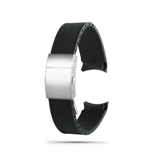 NLNKDTDPAK Silikonkautschuk-Uhrenarmband, 21 mm, Arc Interface, Tauchen, weich, Schwarz, Blau, Grün, Herrenarmband, passend for Longines, Fit for Hydro Conquest(Black-Silver) von NLNKDTDPAK