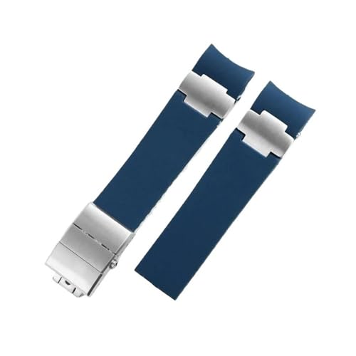 NLNKDTDPAK Silikonkautschuk-Uhrenarmband, 22 mm, Arc-Schnittstelle, Schwarz, Braun, Blau, Tauchen, nautisches Herrenarmband, passend for Ulysse Nardin 263(B Blue-Silver) von NLNKDTDPAK