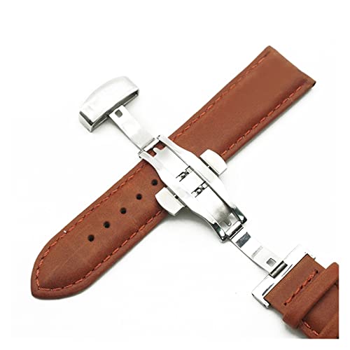NLNKDTDPAK Uhrband 20mm 22mm Riemen mit fester automatischer Schmetterlingsschnalle Business Watch-Band(Red wine,22mm) von NLNKDTDPAK