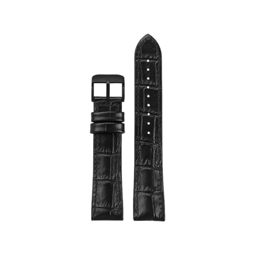 NLNKDTDPAK Uhrenarmband aus Leder mit Silikonkautschuk-Unterseite, 19, 20, 21, 22 mm, universelles Armband for Herren und Damen in Schwarz, Braun, Dunkelblau(Black-B pin,20mm) von NLNKDTDPAK