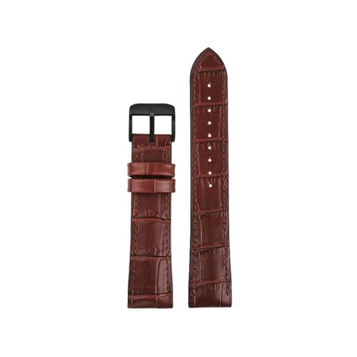 NLNKDTDPAK Uhrenarmband aus Leder mit Silikonkautschuk-Unterseite, 19, 20, 21, 22 mm, universelles Armband for Herren und Damen in Schwarz, Braun, Dunkelblau(Brown-B pin,22mm) von NLNKDTDPAK