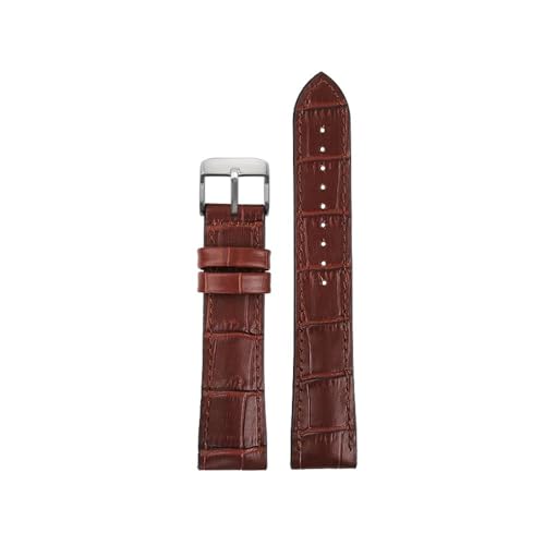 NLNKDTDPAK Uhrenarmband aus Leder mit Silikonkautschuk-Unterseite, 19, 20, 21, 22 mm, universelles Armband for Herren und Damen in Schwarz, Braun, Dunkelblau(Brown-S pin,19mm) von NLNKDTDPAK