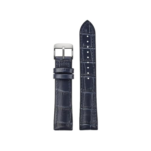 NLNKDTDPAK Uhrenarmband aus Leder mit Silikonkautschuk-Unterseite, 19, 20, 21, 22 mm, universelles Armband for Herren und Damen in Schwarz, Braun, Dunkelblau(Dark blue-S pin,22mm) von NLNKDTDPAK