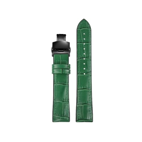 NLNKDTDPAK Uhrenarmband aus Leder mit Silikonkautschuk-Unterseite, 19, 20, 21, 22 mm, universelles Armband for Herren und Damen in Schwarz, Braun, Dunkelblau(Green-Black,22mm) von NLNKDTDPAK