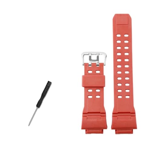 NLNKDTDPAK Uhrenarmband aus Silikonkautschuk, 16 mm, konvexe Verbindung, Schwarz, Rot, Orange, Blau, Grün, Beige, passend for CASIO, passend for G-SHOCK 3410 GW-9400 GW9300(A Red-S) von NLNKDTDPAK