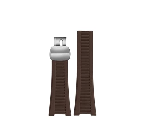 NLNKDTDPAK Uhrenarmband aus Silikonkautschuk, 25 x 13 mm, weich gestreift, Schwarz, Braun, Grau, Grün, Herrenarmband, passend for Patek Philippe(B Brown-S) von NLNKDTDPAK