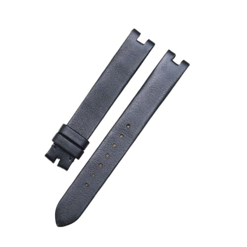 NLNKDTDPAK Uhrenzubehör, 12 mm, 14 mm, Leder, schwarze erste Schicht, schlichtes genarbtes Uhrenarmband, passende Passform for Gucci(Black,14mm) von NLNKDTDPAK