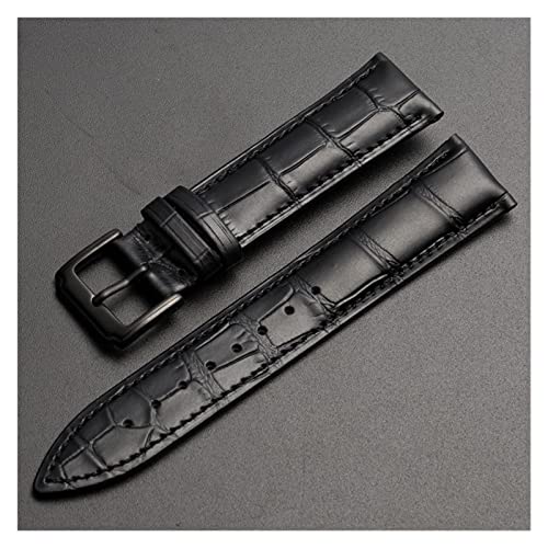 NLNKDTDPAK Universal Ersatzschicht Lederarmband Leder Armband for Männer Frauen 10mm-24mm Uhrenarmband(Black-Black buckle,21mm) von NLNKDTDPAK